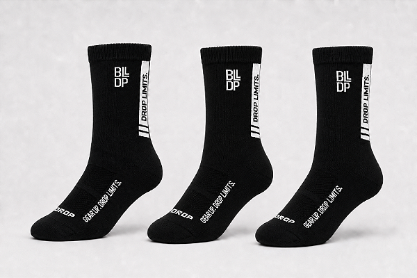 Kit 3 Meias Runner de Poliamida - Preto/Branco (Cano Longo)