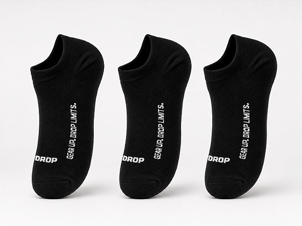 Kit 3 Meias Runner de Poliamida - Preto/Branco (Cano Baixo)