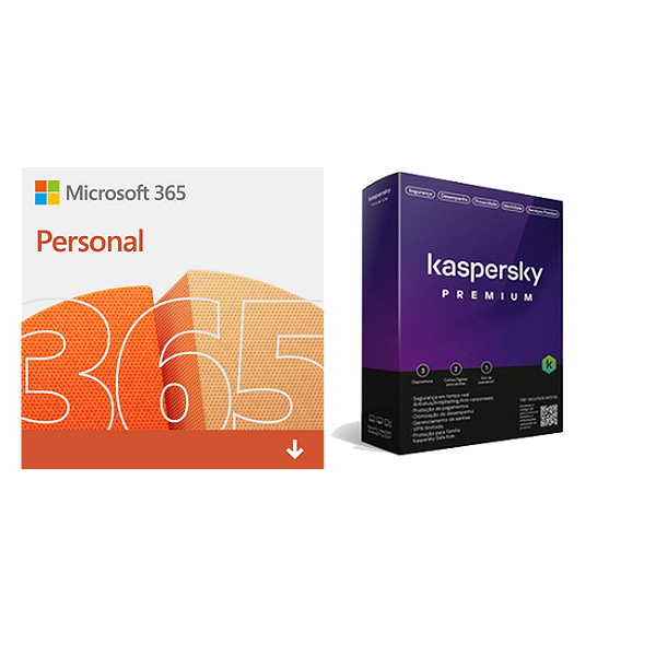 Microsoft 365 Personal 15 meses 1 Usuário e Kaspersky Antivírus Premium, 1 dispositivo Licença 12 meses  Digital para DOWNLOAD