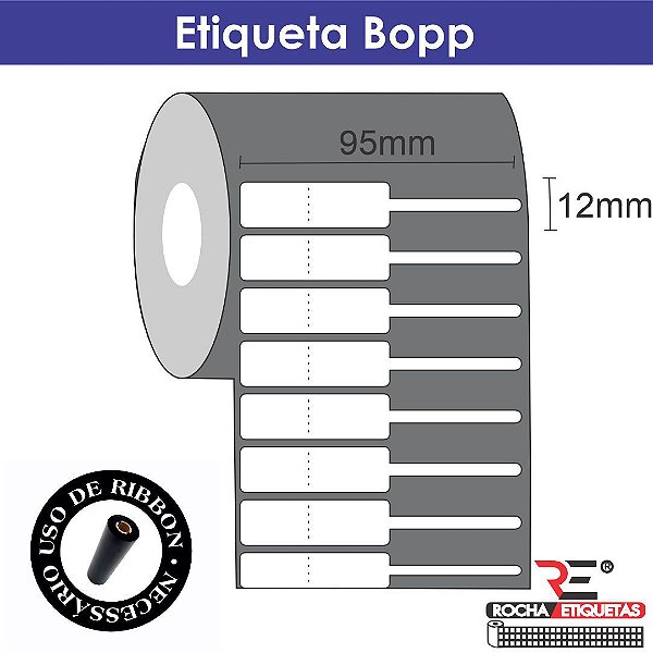 Etiqueta adesiva para Jóias e óculos - BOPP ou Plastificada - 95x12MM