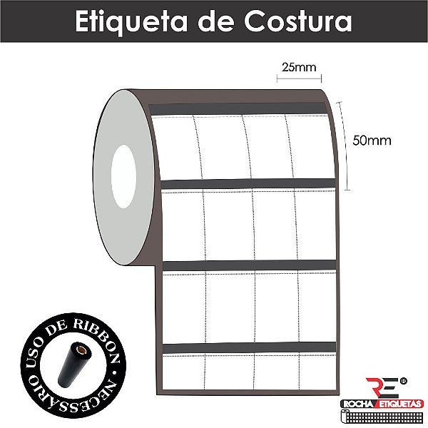 Etiqueta de costura Nylon 25x50 4 carreiras - C/4000 UND