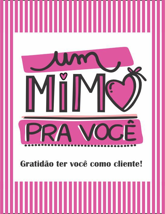 Cartão de agradecimento C/100 Um Mimo listras rosa