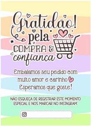Cartão de agradecimento C/100 Gratidão pela listrado colorido