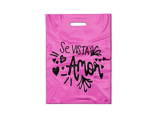 50 UND Sacola Boca Vazada 20x30: Rosa - Se vista de amor