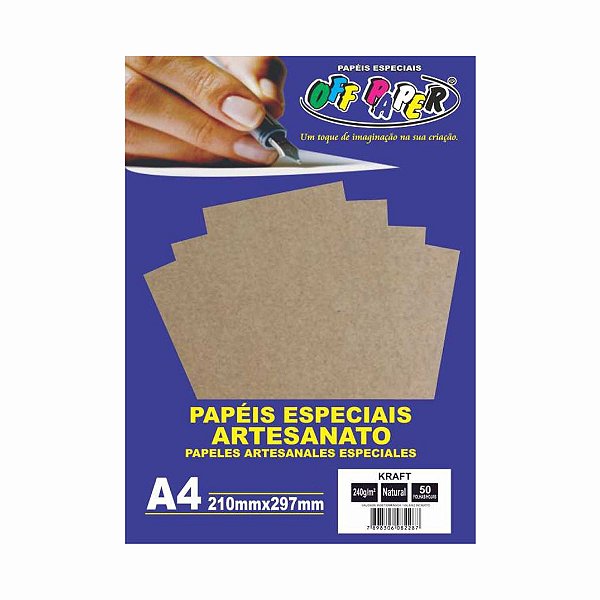 Pacote Papel Kraft Natural A4 240g C/50 Folhas