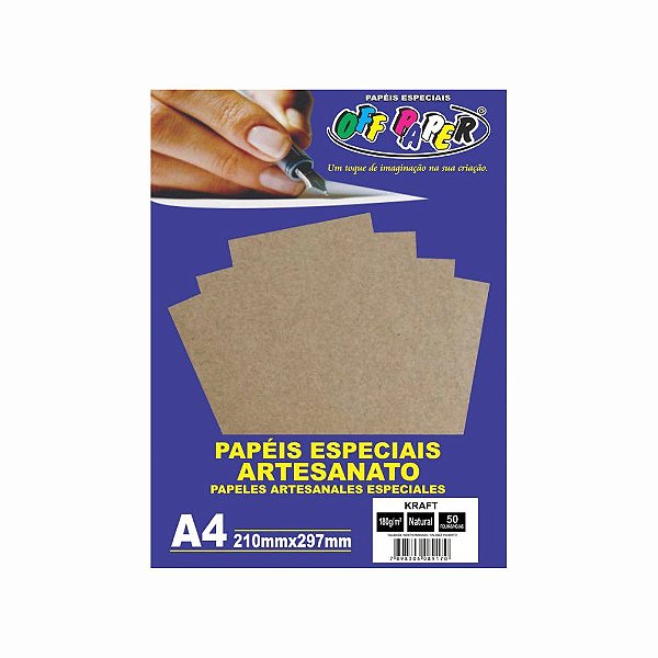 Pacote Papel Kraft Natural A4 180g C/50 Folhas