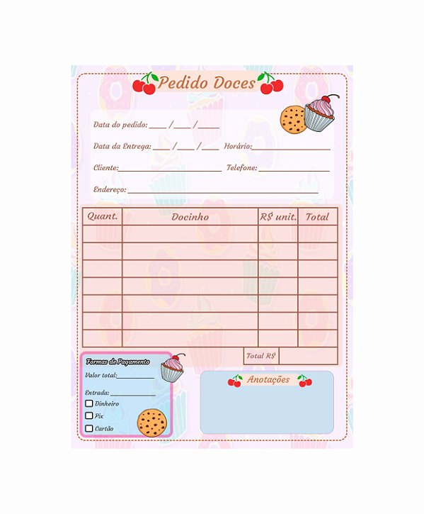 Talão de Pedido C/100 Folhas - Doces