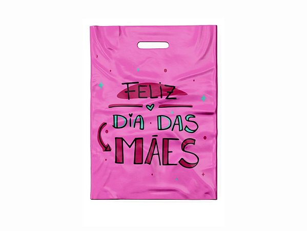 Sacola boca vazada 40x50 C/50 UND Rosa/Verde - Feliz dia das Mães