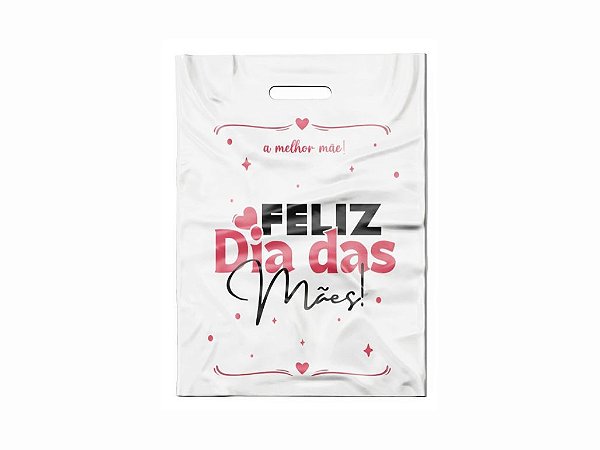 Sacola boca vazada 40X50 C/50 UND Bran/Rosa  - Feliz dia das Mães