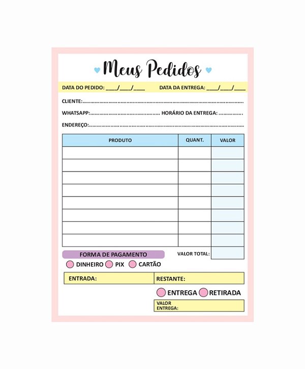 Talão de Pedido C/100 Folhas - Meus Pedidos