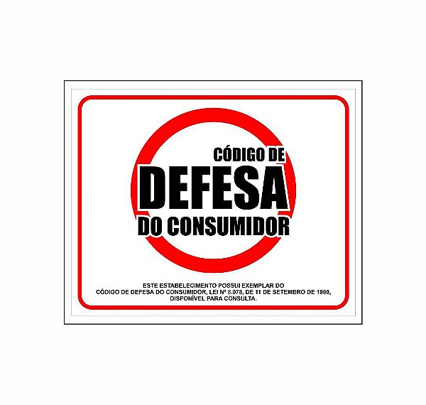 Placa de sinalização PVC - Defesa do Consumidor