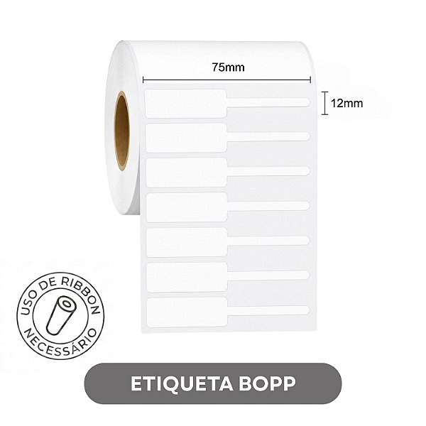 Etiqueta adesiva para Jóias e óculos - BOPP ou Plastificada - 75x12MM