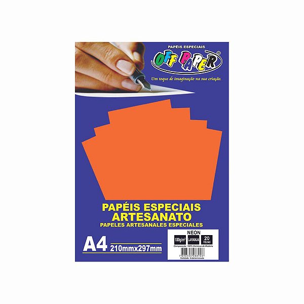 Pacote Papel Neon Laranja A4 180g C/20 Folhas
