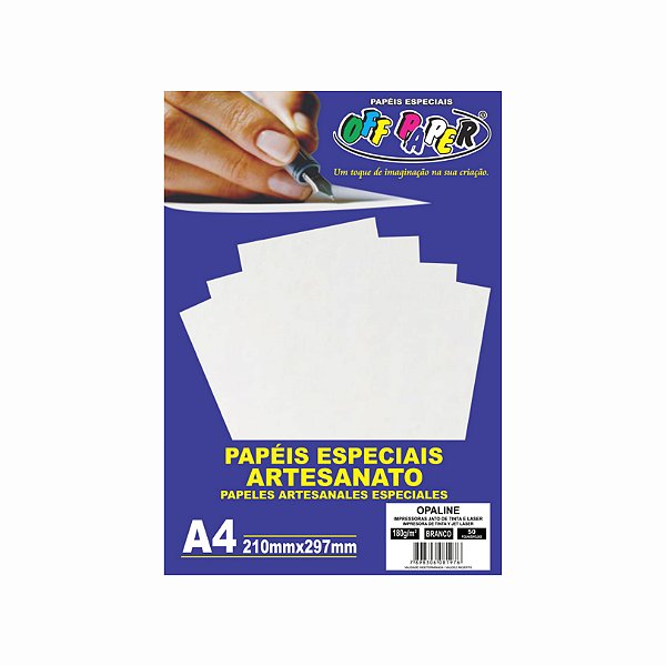 Pacote Papel Opaline Branco A4 180g C/50 Folhas