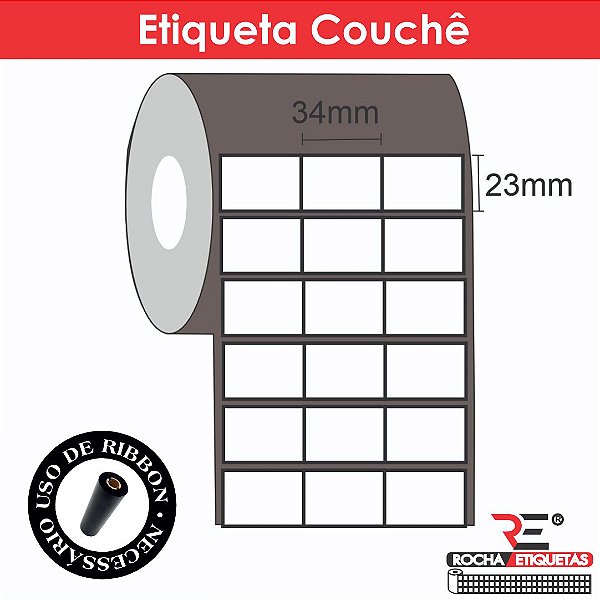 Kit Compre 10 Rolos 34x23 Couchê e ganhe 2 ribbon de 74mm