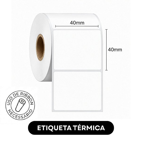 Etiqueta adesiva térmica 40x40 C/4 rolos - 22 metros