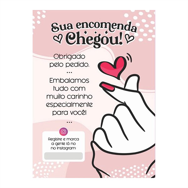 Cartão de agradecimento C/100 Sua encomenda Chegou