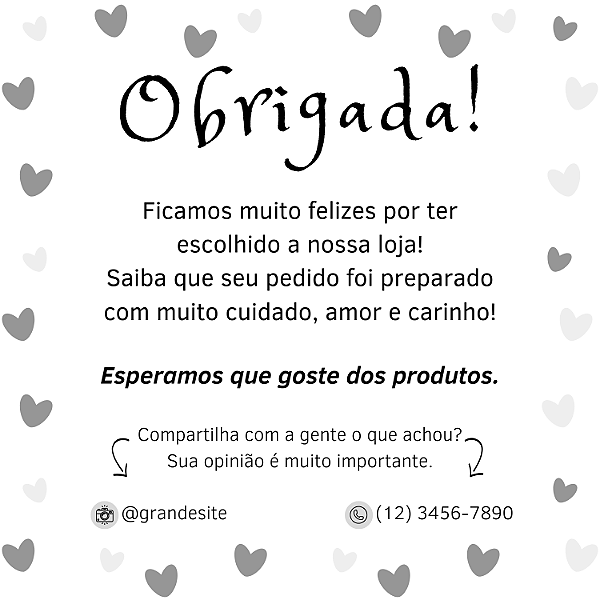 1.000 unidades de Cartão de Agradecimento Personalizados