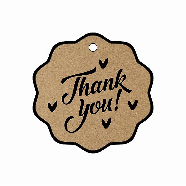 Tag Papel Kraft 4,5x4,5 - Thank You C/ 120 UND