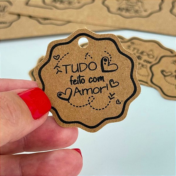 Tag Papel Kraft 4,5x4,5 - Tudo feito C/ 120 UND
