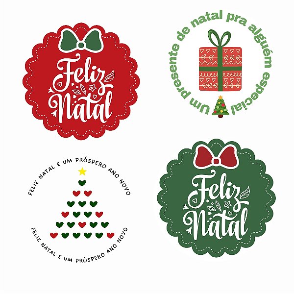 120 Etiquetas Adesivas de Natal Variadas 120 Und - Modelo 5