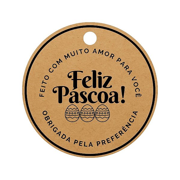Tag Papel Kraft 4,5x4,5 - 100% Páscoa C/ 120 UND - Modelo 2