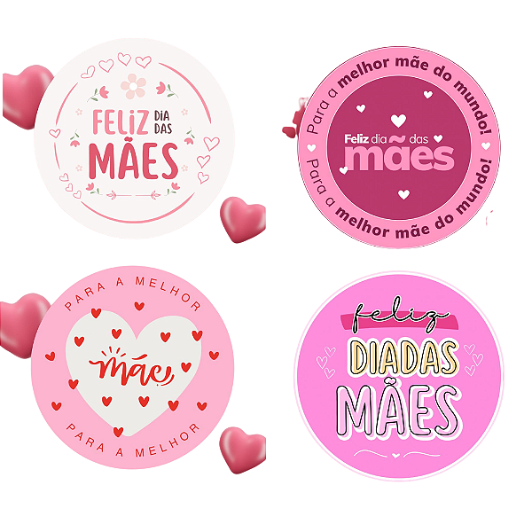 Adesivo Dia das Mães 4x4cm Adesivo – 120 unidades