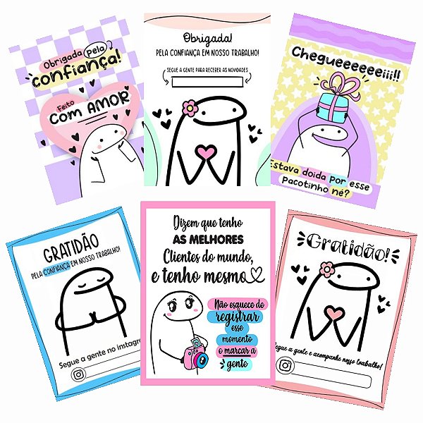 Cartão de agradecimento C/100 UND - Diversos Flork