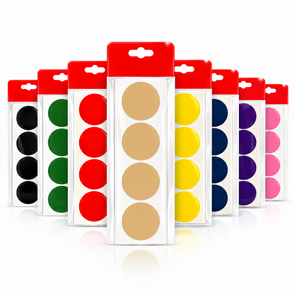 Etiquetas de bolinhas coloridas 4x4 Und 100
