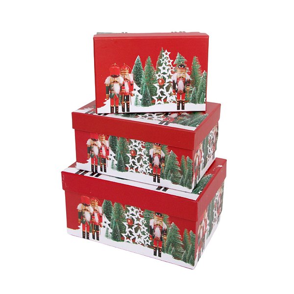 Kit Trio de Caixa de Papel para Presente Natal