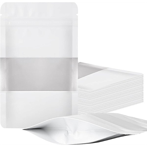 Saco Stand Up Pouch Branco Impermeável 14x20+4 cm - Pct c/ 50