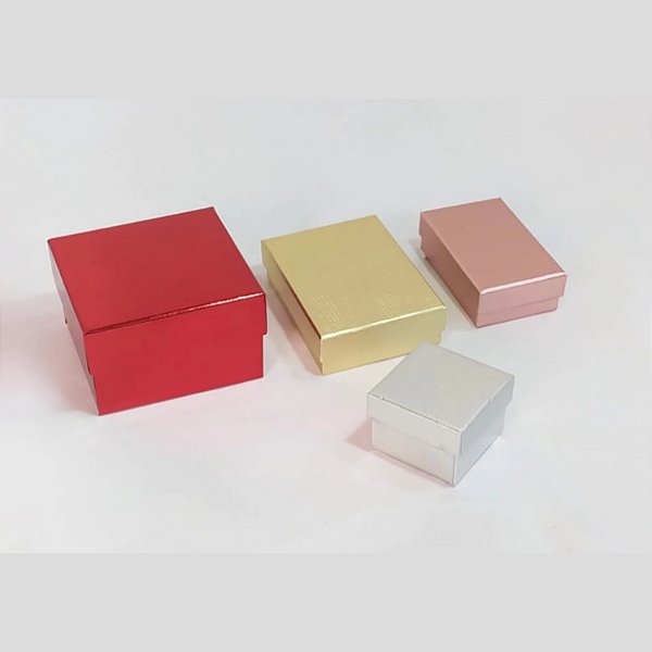 Caixa Papel Metalizada p/ Bijuterias 4x21cm - Pct c/ 12