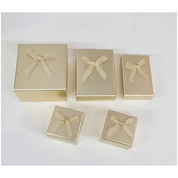 Caixinha de Papel para Bijuterias - Dourado - 5x8x2.7cm - Four Star