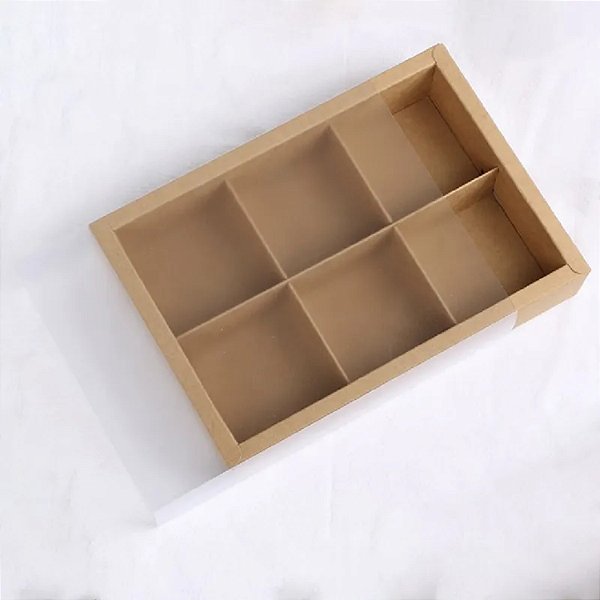 Caixa de Papel e PVC Dobrável Kraft 23x15,5x5cm - 5 peças