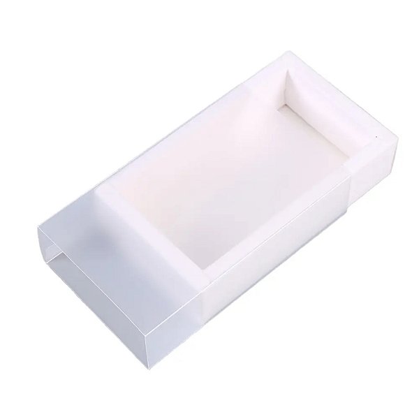 Caixa dobrável de papel e PET branca 15.5x8x5cm - 5 peças