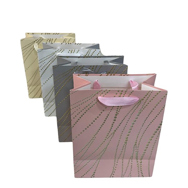 Sacola de Papel p/ Presente Estampada (M) 23x18x10cm - Pct c/ 12