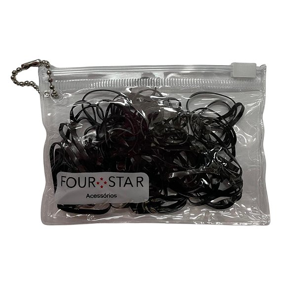 Elástico Silicone Preto P/ Cabelo - 1DZ/BAG