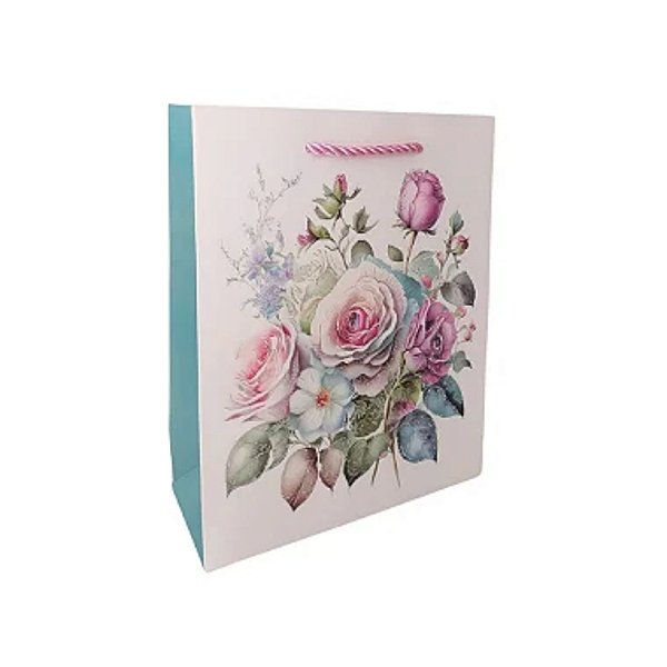 Sacola de Papel p/ Presente Estampada (S) 18x23x8cm - Pct c/ 12