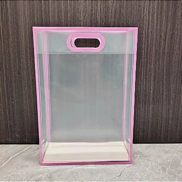 Sacola de Plástico PVC Rosa (XL) 40x30x12cm - 12 un