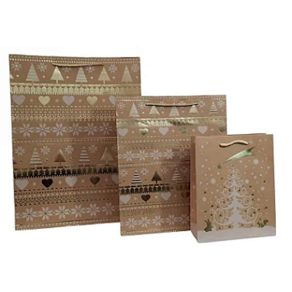 Sacola Kraft Natal (L) 31x42x12cm - 12un