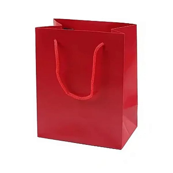 Sacola de Papel Vermelha Lisa (S) 15x6x14cm - Pct c/ 12