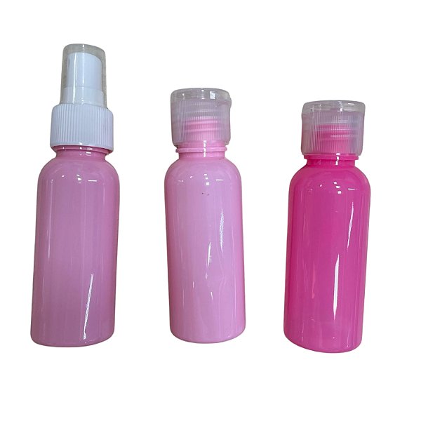 Conjunto de Frasco Plástico c/ Spray 60ml - 12 Dúzias c/ 3 Peças Cada