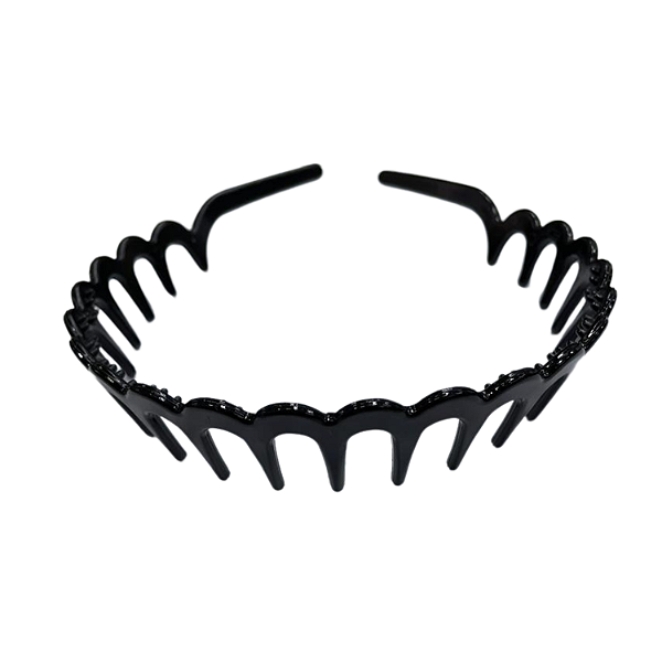 Tiara Plástica Inquebrável Preta - 12 Peças - 2,5 x 14 x 12cm