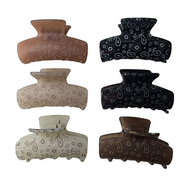 Piranha de Plástico p/ Cabelo 6 cm - Fosca e Brilhante - Pct c/ 12 - 6137-XC2