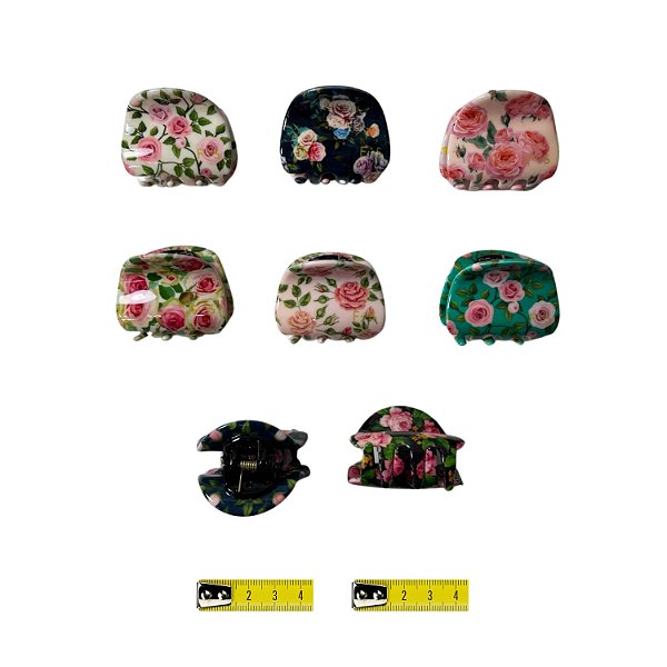 Piranha de Plástico Floral 4cm - Cores Variadas (12 Peças) - Y501-03