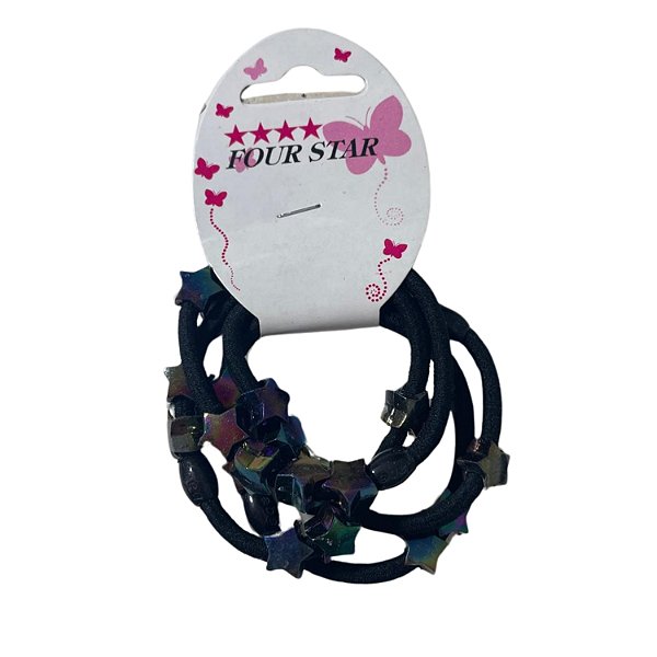Elástico para Cabelo Preto - Pct c/ 12