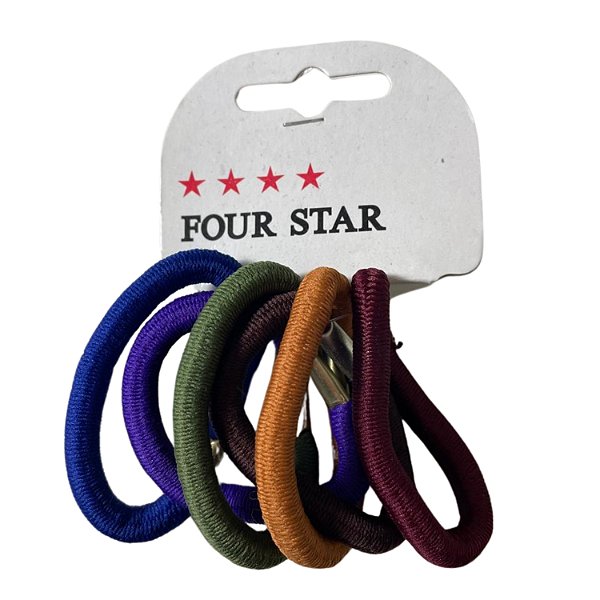 Elástico para Cabelo - Marrom, Vinho, Roxo, Verde e Azul - Pct c/ 12 un