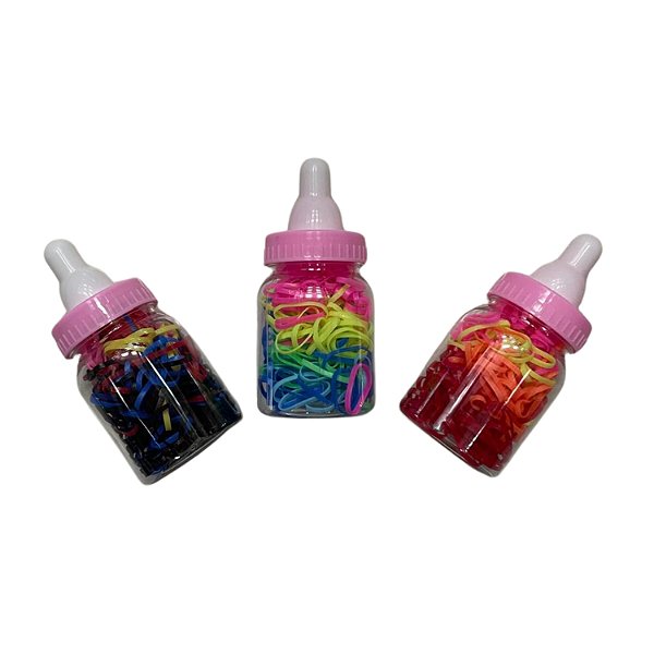 Elástico de Silicone p/ Cabelo Colorido - 1Dz/ Pote/ 1200 un