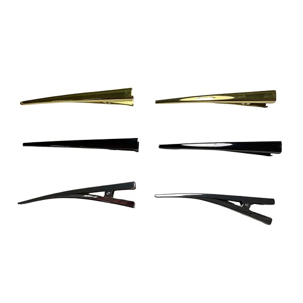 Bico de Pato de Metal p/ Cabelo 10.5cm Dourado e Prata - Pct c/ 12