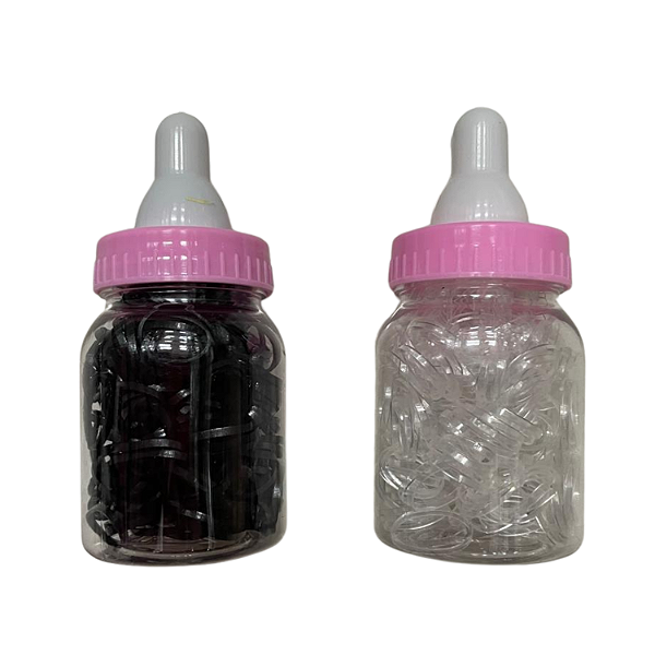 Elástico de Silicone p/ Cabelo - Preto e Transparente - 1Dz/Bag/1200 peças